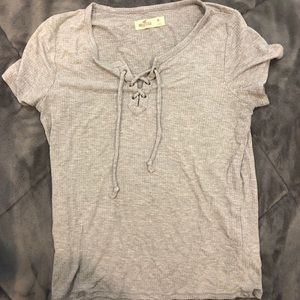 Cross laced up grey tee